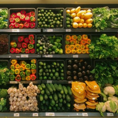 Fresh vegetables section at a supermarket