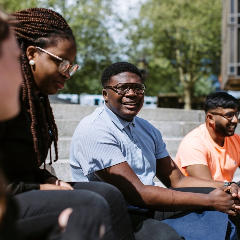 University of Portsmouth students on Guildhall steps 
