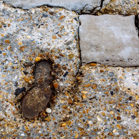 a hole in a stone wall