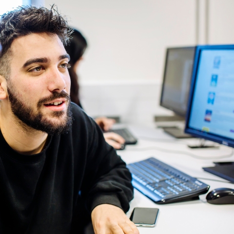 Student at a computer