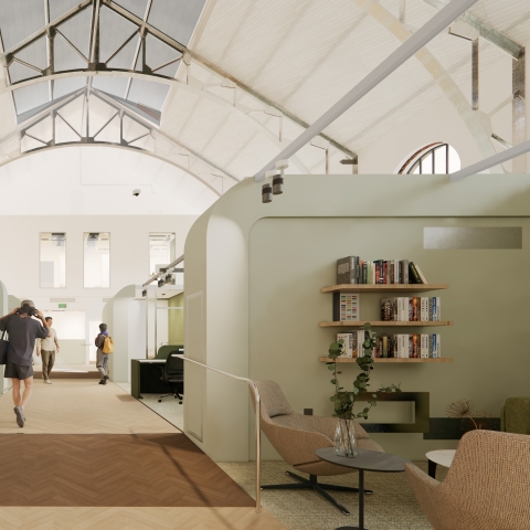 Architect's rendering of Wiltshire Building's vaulted ceiling