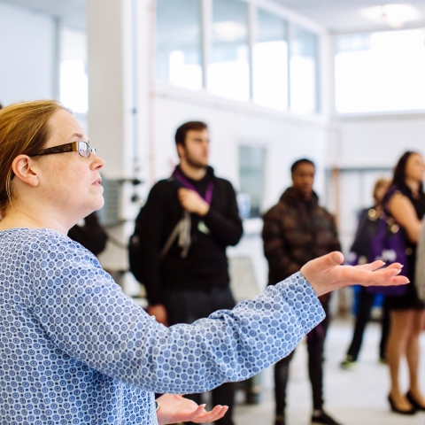 A teacher explaining to students