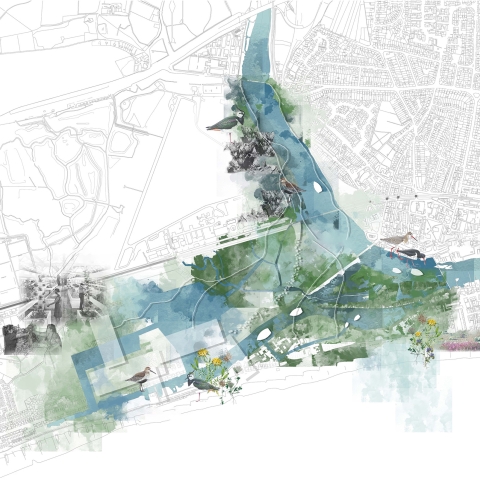 Landscape illustration by MArch Architecture student Lynette Long