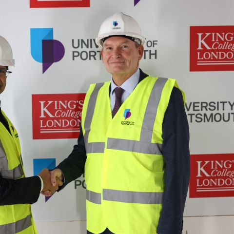 Professor Graham Galbraith, Vice-Chancellor of the University of Portsmouth with Vice-Chancellor and President of King’s College London, Professor Shitij Kapur