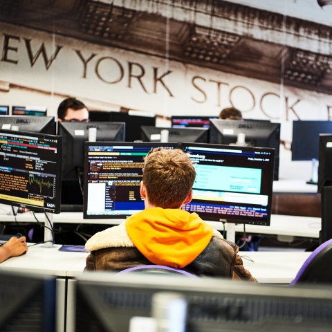 Students in the bloomberg suite facility