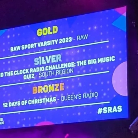 Award screen at ceremony