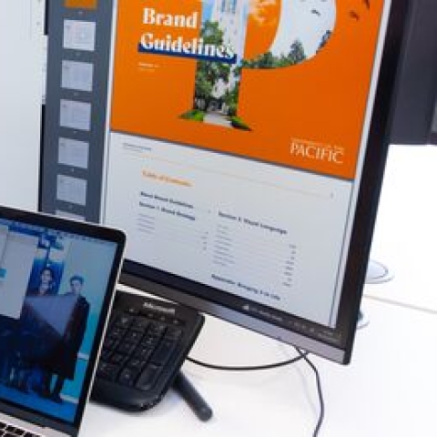 Student working on digital content creation