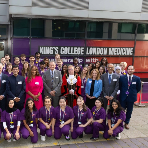 Group photo of medical students and staff outside UoP Medical Facilities