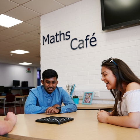 University of Portsmouth students sat in the Maths Cafe