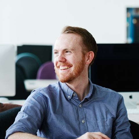 Male researcher at University of Portsmouth, smiling