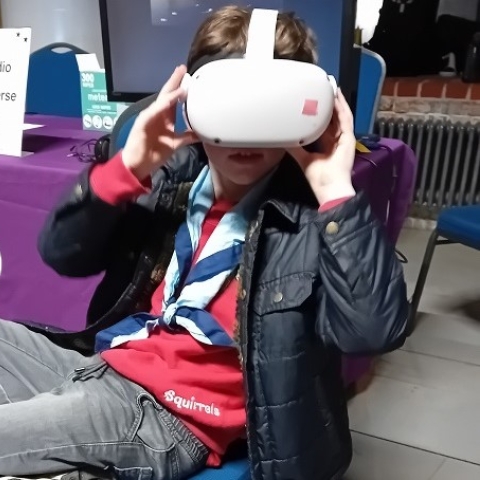 Boy using VR headset at Stargazing event