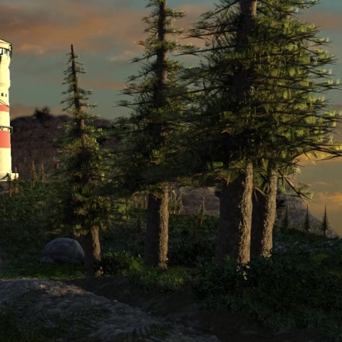 Lighthouse and coast generated by computer visual effects