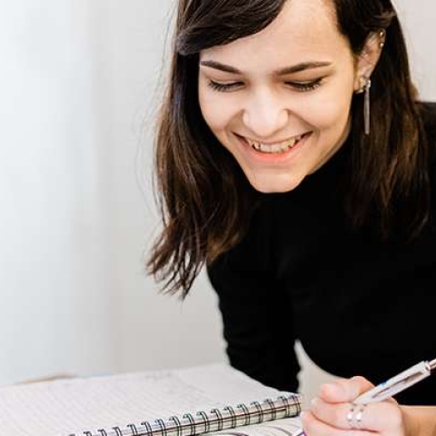 Two students working together