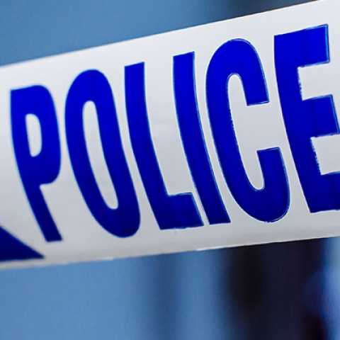 Police tape at a crime scene