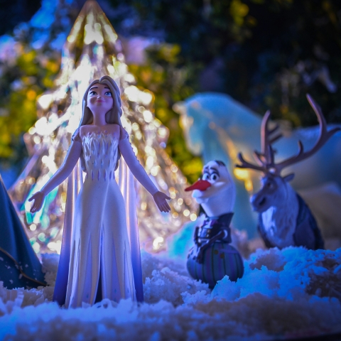 figurines from the Frozen film, including Elsa at the front