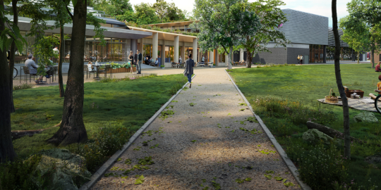 Student Hub view from Gun House Green 