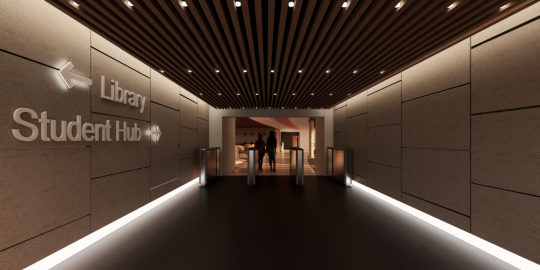 Student Hub connecting the SU and Library 