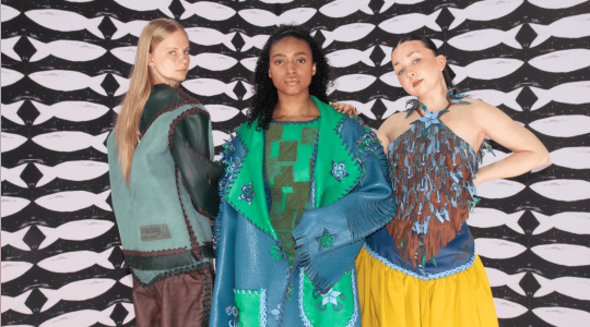 Leather fashion garments created by Maisie Ingram