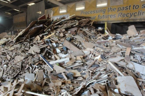 A pile of construction and demolition waste