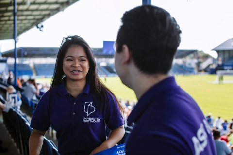 Students at Fratton Park