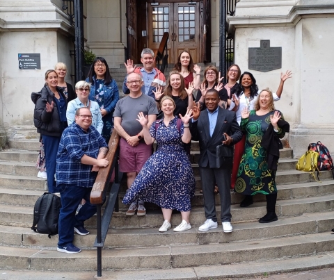 Group photo of the EdD candidates on the steps of Park Building.