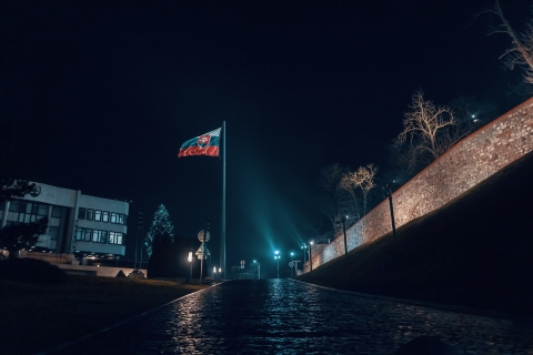 Slovakian flag on a road in the dark - Photo by Michael Pointner on Unsplash
