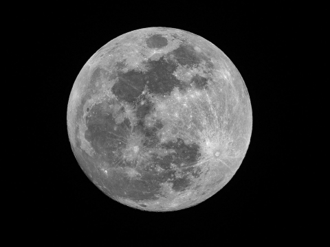 A black and white image of the moon