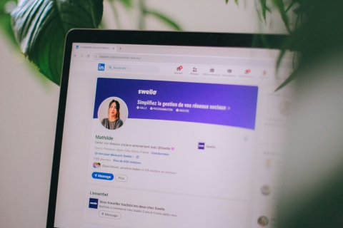 LinkedIn account on laptop screen