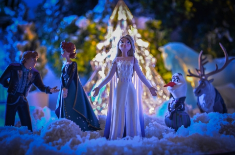 figurines from the Frozen film, including Elsa at the front