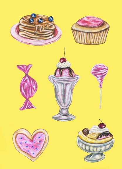 A selection of illustrated desserts by Verity Venables