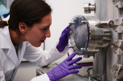 Female physics student in laboratory