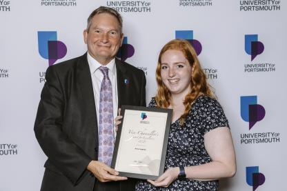 Amy Hughes, BA (Hons) Photography student at the 2021 Vice-Chancellor's Awards