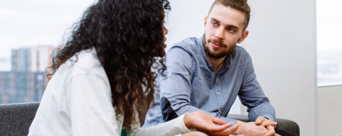 Students talking in accommodation common area