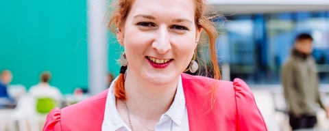 Business and computer studies student at work