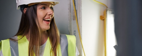 A building surveying degree apprentice working