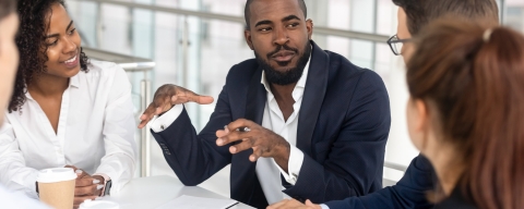 Law with Business students talking