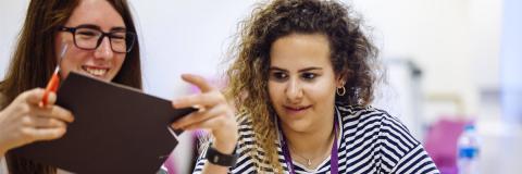 Two students doing an activity together