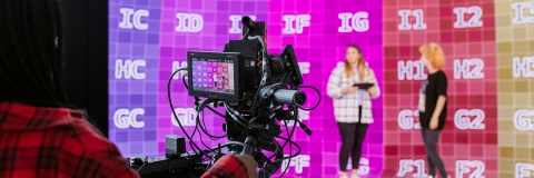 Three Students utilising the CCIXR Smart Stage Studio.