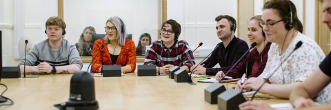 Students learning languages