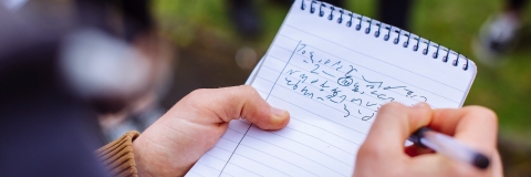 Journalism students takes shorthand