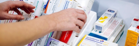 Operating Department Practice (ODP) and Paramedic Science students inspecting a box of prescriptions
