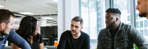 Group of University of Portsmouth students in a business meeting