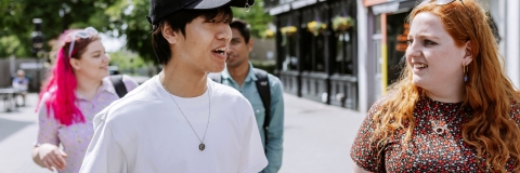 Walthamstow photoshoot - March 2022 Students walking and chatting