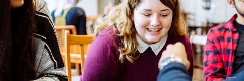 Students playing board games