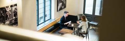student in meeting portsmouth cafe