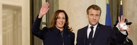 Kamala Harris and Emmanuel Macron