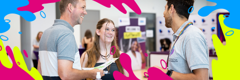 Father and daughter at Open Day check in