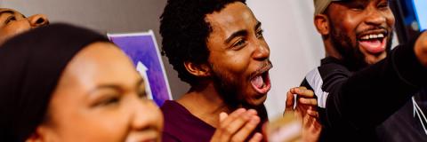 male student having fun at an event