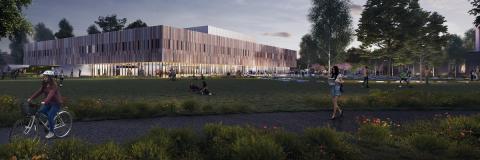 A CGI image of the new Ravelin Park Sports Centre