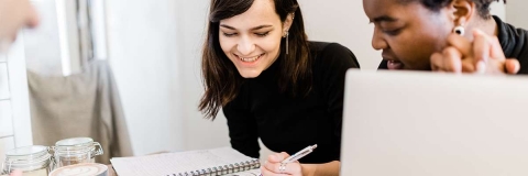 Two students working together